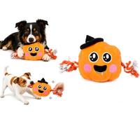 FLAMINGO Jouet Chien - Halloween Thatcher Citrouille Orange - Peluche Douce - avec Squeaker - pour Plus de Plaisir de Jeu - Orange - 31 x 9 x 17 cm