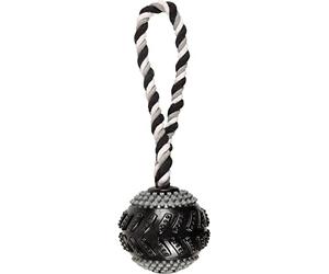 Flamingo Jouet Chien Indestructible - Gladiator Corde de Traction Curling avec Balle Noire - Extra résistant - L 28 × l 8,5 × H 8,5 cm