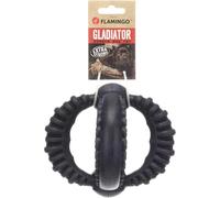 Flamingo Jouet Chien Indestructible - Gladiator Cross Ball Noir - Extra résistant, démontable en 2 Anneaux - L 16,5 × l 16,5 × H 14,1 cm