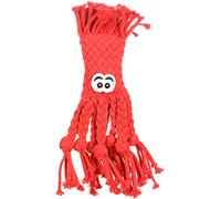 FLAMINGO Jouet Chien - Jonas Corde & Poulpe Biebo Rouge - 16×3,2×33 cm - Coton - avec pouic-pouic - Soin Dentaire