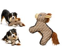 FLAMINGO Jouet Chien - Kardi Cheval Brun - Peluche Double Couche - Finition Passepoil et Velours côtelé - avec Squeaker - 13 x 24 x 20 cm