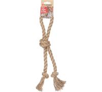 Flamingo Jouet Chien - Kush Corde à Tirer avec 3 Nœuds Brun - 35×8×5 cm - Chanvre 100% Naturel - Poignée - Soin Dentaire