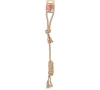 Flamingo Jouet Chien - Kush Corde Torsadée avec 2 Nœuds Brun - 52×4×3,5 cm - Chanvre 100% Naturel - Poignée - Soin Dentaire