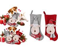 FLAMINGO Jouet Chien - Noel Renda Chaussette Renne - Textile Doux - À remplir de Jouets ou friandises - Plusieurs Couleurs - 25 x 9 x 45 cm Une Seule pièce
