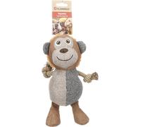 FLAMINGO Jouet Chien - Singe Libar Brun - Corde Robuste avec couineur - Jouet interactif pour Chien - 17,5x8,5x27cm