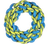 Flamingo Jouet Chien - Tofla Anneau & Corde Tressés Bleu & Jaune - S Ø17×5 cm - Nylon tressé & TPE - Flotte - Jeu Aquatique