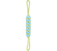 Flamingo Jouet Chien - Tofla Corde à Tirer & Bâton Bleu & Jaune - 55×5×5 cm - Nylon & TPR - Flotte - Poignées