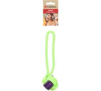 Flamingo Jouet Gropa Corde à Tirer & Balle Nouée Vert & Violet - 25x6,7x6,3 cm - avec Poignée - pour Chiens