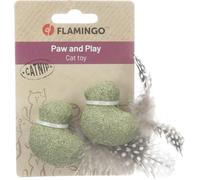 FLAMINGO Jouet Katti Oiseau avec Plumes Vert 9,5x3x4,5CM