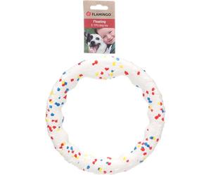 Flamingo Jouet Kona Anneau Blanc pour Chien - 23x23x2,7cm - Durable, Polyvalent et Résistant - Idéal pour Jeux de Lancer et Mastication