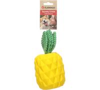 Flamingo Jouet Latex + Velours Côtelé Ananas Seezo Jaune - 10,5x10,5x20 cm - avec Couineur - pour Chiens