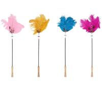 Flamingo Jouet pour Chat Canne à pêche Dusty avec Perles - Plumes - Clochette - Longueur 46 cm - Aucun Choix de Couleur Possible