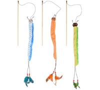 Flamingo Jouet pour Chat Canne à pêche Kirk Oruga avec Jouet Textile Chenille - Plumes - Clochette - Longueur 40 cm - Aucun Choix de Couleur Possible