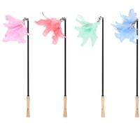 Flamingo Jouet pour Chat Canne à pêche Nimmy - 61 à 186cm - avec Clochette et Plumes - Extensible avec Jouet Interchangeable - Pas de Choix Possible