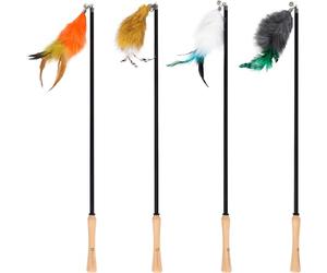 Flamingo Jouet pour Chat Canne à pêche Nouk - 61 à 142cm - avec Clochette et Plumes - Pas de Choix Possible
