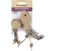 Flamingo Jouet pour Chat Yutsa Poisson Marron avec Balle en Matatabi et Jute avec Plumes 15cm