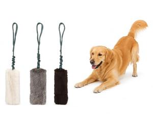 Flamingo Jouet pour Chien Furtra Chaser en Peau de Lapin Naturelle avec Poignée Élastique S 55cm