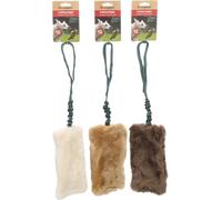Flamingo Jouet pour Chien Furtra Chaser en Peau de Mouton Naturelle avec Poignée Élastique S 55cm