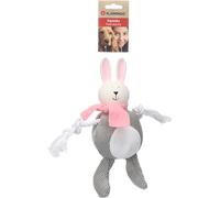 Flamingo Jouet pour Chien Sjala Lapin Gris | 29x8,5x26cm | Peluche Douce avec Couineur - Stimulant et Réconfortant pour Votre Chien !