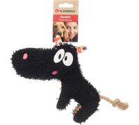FLAMINGO Jouet pour Chiens Saffia Hippopotame Noir - 28x6x20cm - avec Corde et couinement - Résistant et Amusant pour Mastication et Jeux Actifs