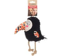 FLAMINGO Jouet pour Chiens Saffia Oiseau Noir - 22,5x6,5x17cm - avec Corde et couinement - Résistant et Amusant pour Mastication et Jeux Actifs