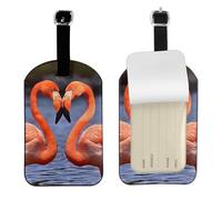 Flamingo Kiss Étiquette de bagage en cuir avec protection de l'intimité - Étiquette de sac de voyage souple, étiquette d'identification personnalisée élégante pour valises