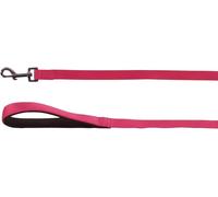 Flamingo Laisse Abbi Rouge cérise 130cm 15mm - Poignée Souple en néoprène - Mousqueton à Une Finition Brillante Grise foncée