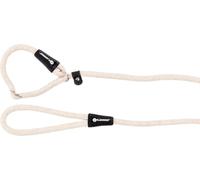 Flamingo Laisse Chien - Anti-Traction Lago Beige - 170cm L x 1,2cm B x 1,2cm H - Lin - Stop sécurité réglable - Anneau chromé - Confort et liberté de Mouvement
