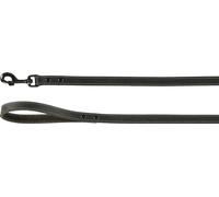 Flamingo Laisse Montana Cuir Noir pour Chien - 130cm x 20mm - avec Rivets et Mousqueton a Une Finition Brillante Noire