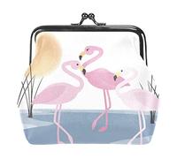 Flamingo Lake Reed Scene Portefeuilles en Cuir PU pour Femmes Mini Boucle Porte-Monnaie pour Filles