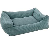 Flamingo Lit Velluto Bleu pour Chien Chat - Panier pour Chien Chat - 100x80x25cm - Lavable - Fond Anti-dérapant - Housse Amovible Lieu de Couchage Doux et Confortable