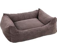Flamingo Lit Velluto Brun pour Chien Chat - Panier pour Chien Chat - 100x80x25cm - Lavable - Fond Anti-dérapant - Housse Amovible Lieu de Couchage Doux et Confortable