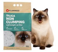 Flamingo Litière pour chat Silice Granulés de tailles intermédiaire - Medium 16L - Convient également aux chatons - Absorbe rapidement