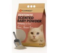 Flamingo Litière pour Chats EUROPE - Parfum Talc pour bébé - 12KG pour 10 SEMAINES - Origine Europe - neutralisent les odeurs désagréables - douce pour les pattes - aussi pour les chatons
