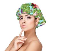 Flamingo Love Flowers Print Adulte Satin Bonnet de Nuit Bonnet de Nuit Bonnet de Nuit en Soie pour Femme Homme Noir, noir, taille unique