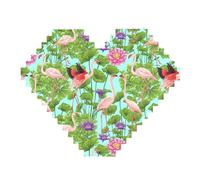Flamingo Love Flowers Print Art Brique Puzzle en forme de cœur Brique Brique Brique Bricolage Blocs de Construction Ensemble 3D Puzzle Décoration de la Maison 82 Pièces