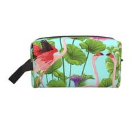 Flamingo Love Flowers Sac de rangement Trousse de toilette Sac de voyage Mignon Trousse de maquillage Accessoires de maquillage, blanc, Taille unique