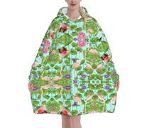 Flamingo Love Flowers Sweat à capuche en sherpa pour femme - Chaude et confortable - Avec poche - Pour adultes