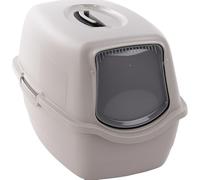 Flamingo Maison de Toilette Lexie Gris - Bac à Litière Fermé - 39x56x39,4 CM - Nettoyage Facile - Filtre Qui réduit Les Mauvaises odeurs - Couvercle Amovible