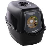 Flamingo Maison de Toilette Lexie Noir - Bac à Litière Fermé - 39x56x39,4 CM - Nettoyage Facile - Filtre Qui réduit Les Mauvaises odeurs - Couvercle Amovible