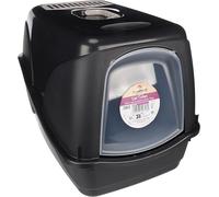 Flamingo Maison de Toilette pour Chat Gabby Noir - 37,5x54x38cm - Couvercle Amovible avec Porte battante - avec poignée pour Un déplacement aisé - Comprend Le Filtre à Charbon remplaçable