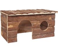 Flamingo Maison pour Rongeur Howy Brun L - 40x23x22cm - sans Fond - 2 Ouvertures - Equipée d'une Platforme d'observation sur Le Toit