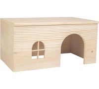 Flamingo Maison pour Rongeur Mody Naturel L - 40x22,5x19,5cm - sans Fond - Équipée d'une Plateforme d'observation sur Le Toit