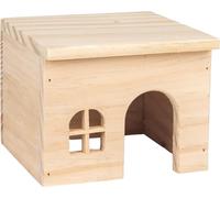 Flamingo Maison pour Rongeur Mody Naturel S - 15x14x11,5cm - sans Fond - Équipée d'une Plateforme d'observation sur Le Toit