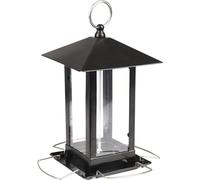Flamingo mangeoire pour Oiseaux Kimi - silo Noir en métal et plexiglas - Toit Amovible - 14x14x22cm