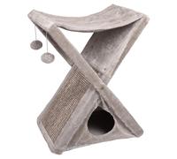 Flamingo Meuble Griffoir Greta Pliable Gris pour Chats Sisal Peluche