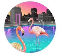 Flamingo Mit 1000 Teilen Puzzle Rundes Puzzle Für Erwachsene Und Kinder Pädagogisches Für Erwachsene Kinder Buntes Tier Geschenke 1000pcs (67.5x67.5cm)
