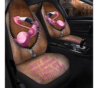 Flamingo Monte, Assieds-Toi, Tais-Toi, Tiens-Toi, Fermeture Éclair, Motif en Cuir 2 Pièces Housse De Sieges Auto Siège Avant Housses Machine Housse Couverture Couvre Sieges Universel