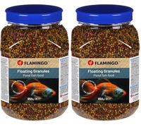 Flamingo Nourriture d'étang granulats Beige Vert Rouge - 2L - pour Les Poissons d'eau Douce (Lot de 2)
