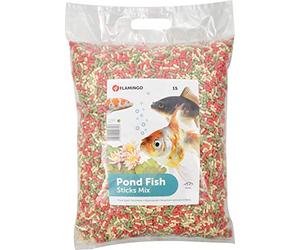 Flamingo Nourriture d'étang Sticks Beige Vert Rouge - 15L - 1,2kg - pour Les Poissons d'eau Douce